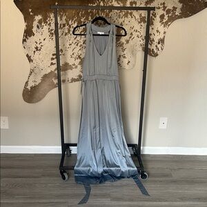 Sleeveless V-Neck Maxi Dress in Slate Gray